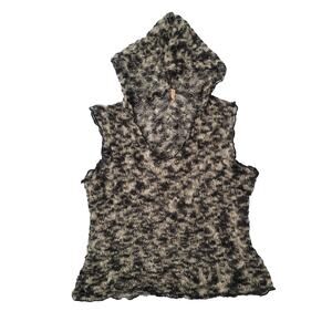 Y2k Susie Fuzzy Thin Knit Hooded Sweater Tank Top Size S Gray Fairy Grunge Twee